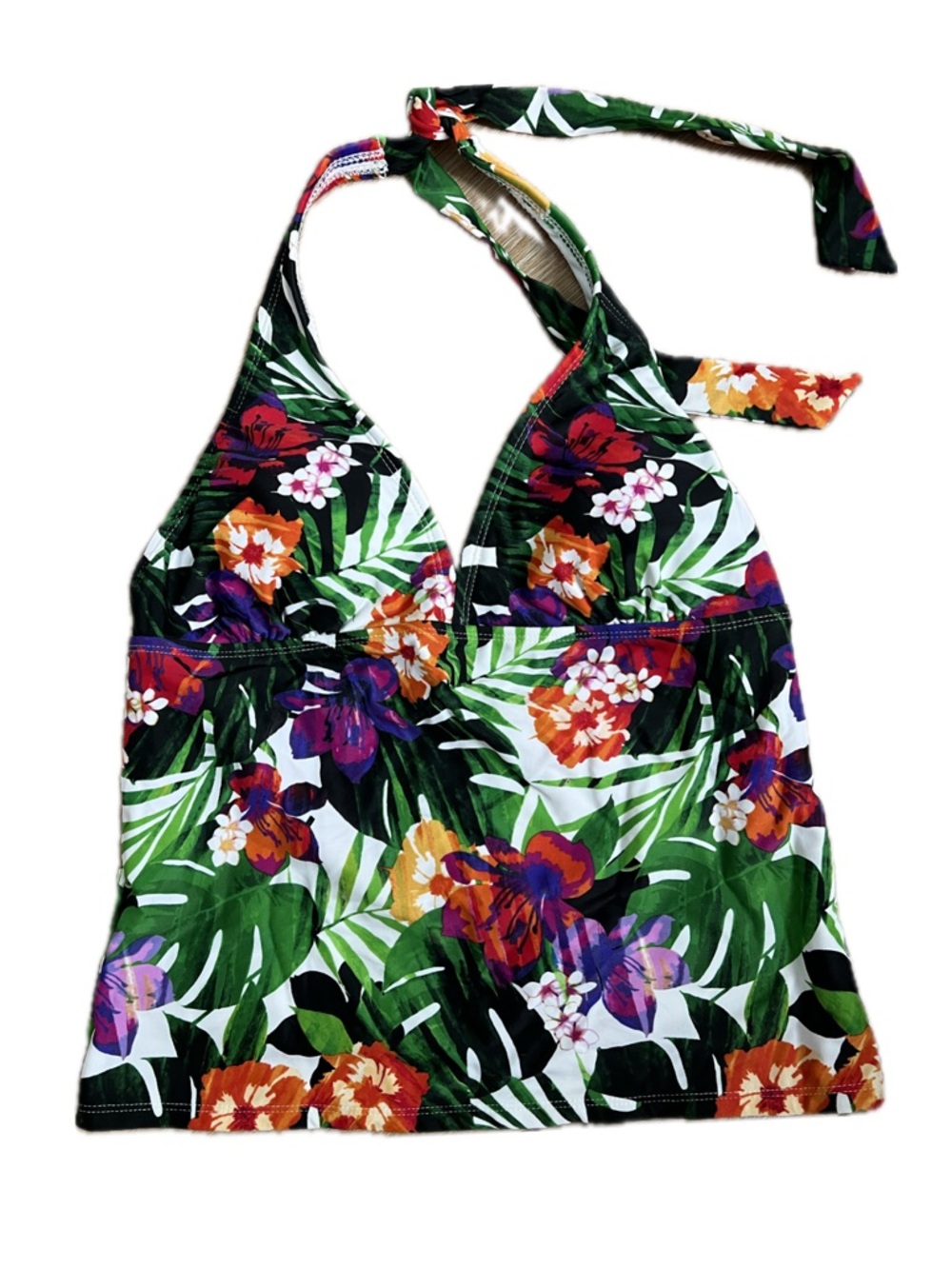 Tropical Halter Swim Tankini Top - Green Floral NWT M (8-10)